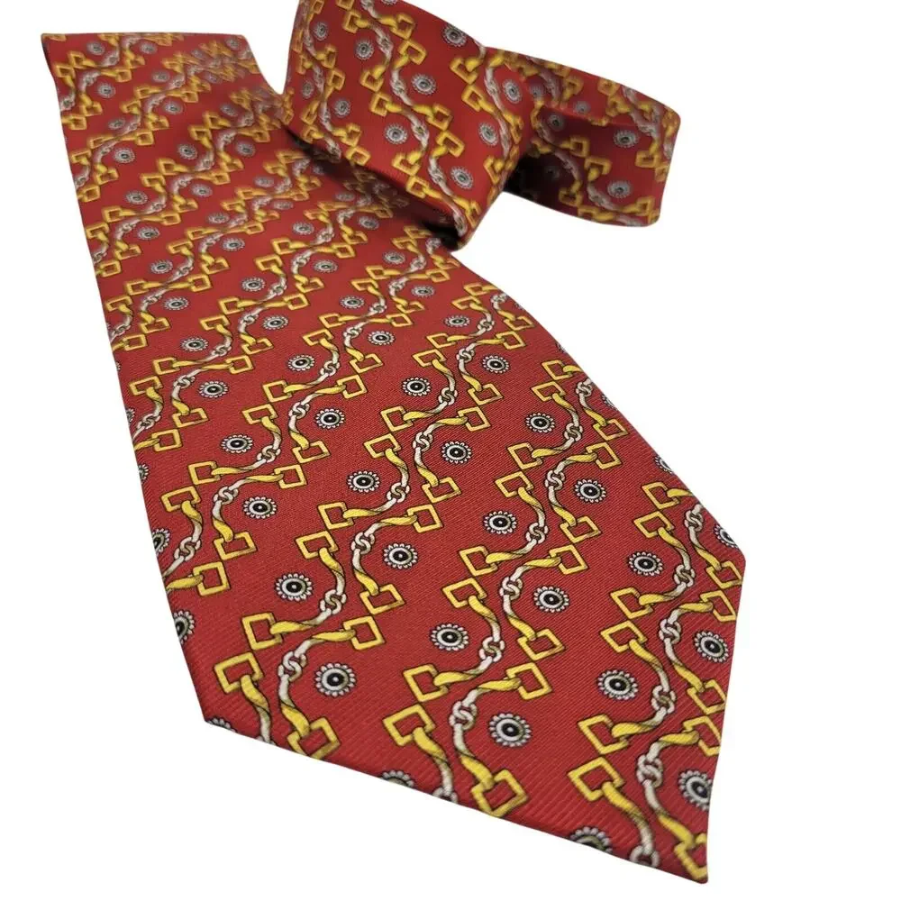 BIJOUX TERNER Red Horsebit 100% Silk Neck Tie 62